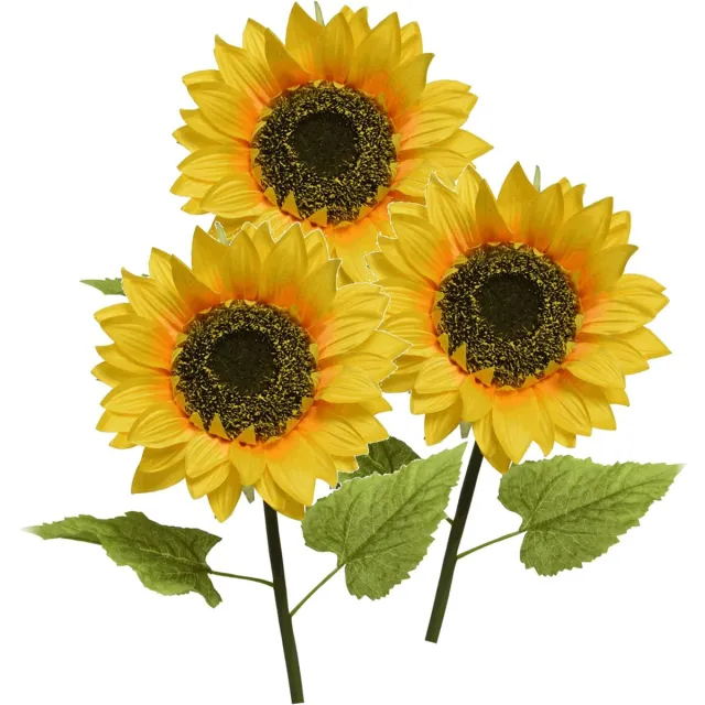Bellatio Flowers & Plants Bellatio Design Kunstbloem Zonnebloem tak - 3x - 76 cm - geel - kunst zijdebloem - decoratie bloemen