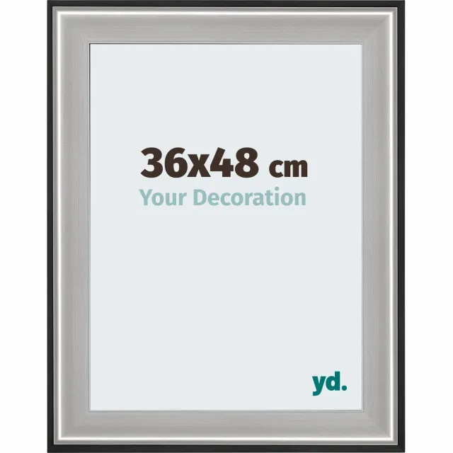 yd. Your Decoration - Fotolijst 36x48 cm - Hout - Zwart Zilver Gepolijst - Birmingham