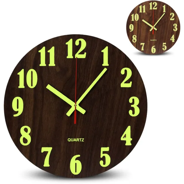 FISHTEC Romeinse wandklok, stil, temperatuurweergave, antiek en modern LCD-scherm, grote cijfers, voor slaapkamer, woonkamer, gang, keuken, kantoor, goud