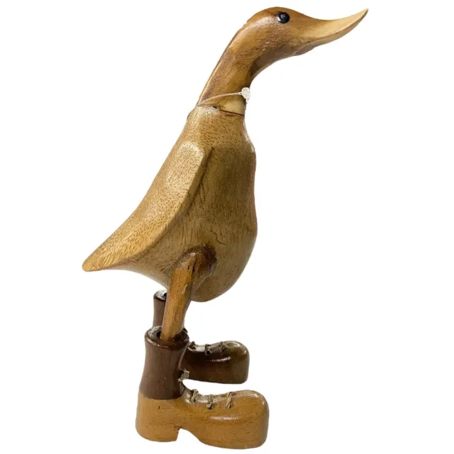 Zus & Zo Handgemaakte Houten Eend Bruini Naturel – Decoratieve Indonesische Eend (H24 × B9 cm)