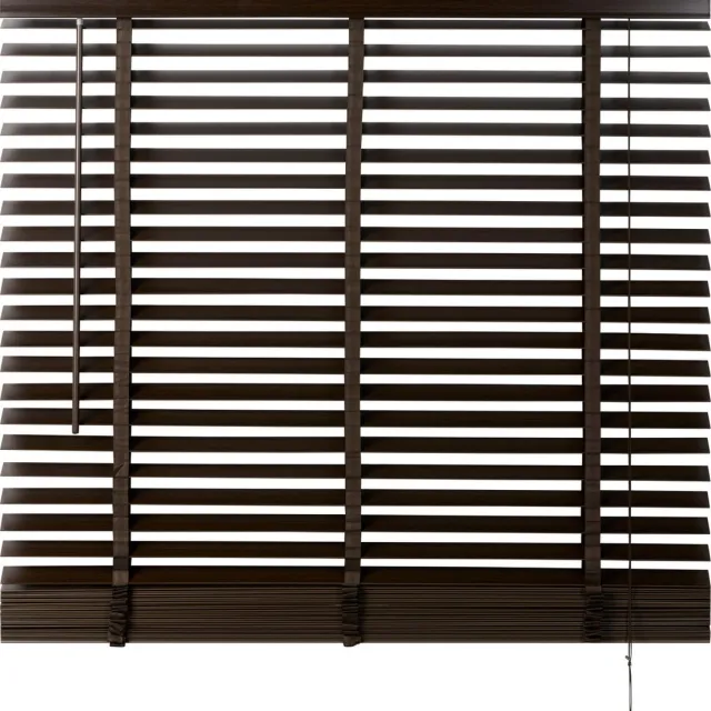 Woonexpress Houten Jaloezie Bruin - 100x210 cm (BxH) - Raamdecoratie - Lamelbreedte 50 mm - inc. Bedieningskoord en Draaistang - Eenvoudig op maat maken en monteren