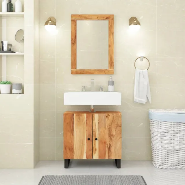 vidaXL Spiegel 70x50 cm massief acaciahout en glas Bruin