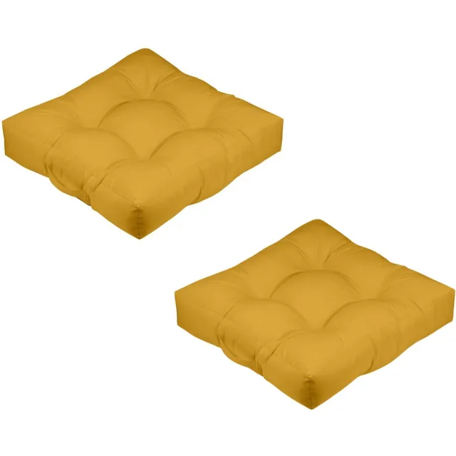 Stof Textile Vloerkussen XXL - 2x - okergeel - polyester - 60 x 60 x 12 cm - vierkant - Extra dik - extra zitplaatsen - spelen - gamen - relaxen