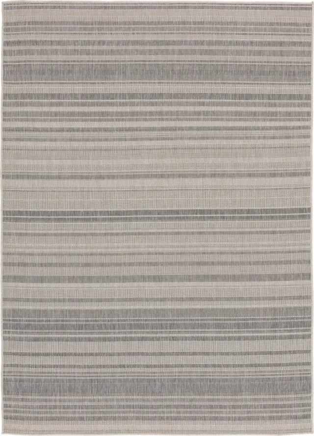 TESSO LIVING Vloerkleed voor binnen en buiten, Antislip, Balkon Terras Keuken, Gestreept -Lichtgrijs - 200cm x 280cm - UV- en Weersbestendig, Modern Tuintapijt Gestreept - Lichtgrijs