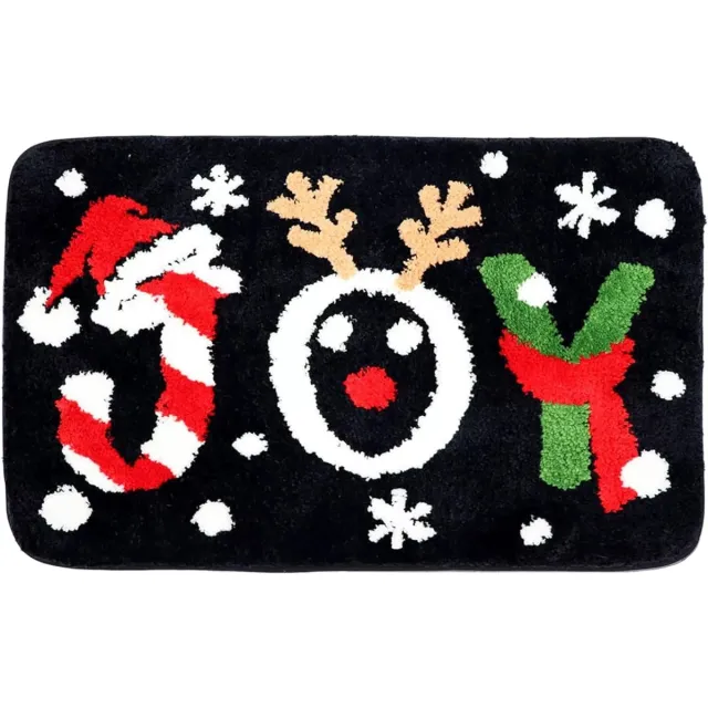 longziming Kerst Deurmat 50x80 cm - Wasbare Kerstmat met Print - Antislip Tapijt voor Binnen en Buiten - Keuken of Woonkamer - Gezellige Winter Decoratie zwart