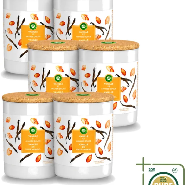 Air Wick 6 x Air Wick - Geurkaars - Vanille & Zoete Amandel - 35 Uur Brandduur - Wasstrips - Geurkaars - Vanille - Amandel - Warme Geur - Sfeer Oranje