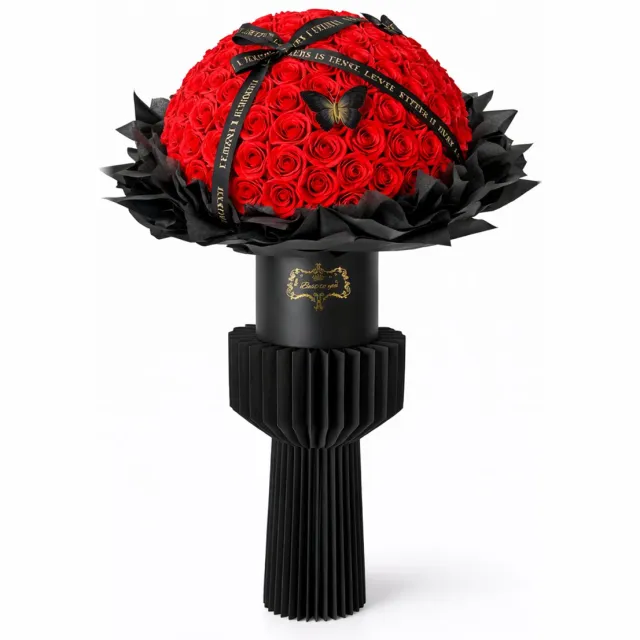 La Roselle Amsterdam Kunstbloemen Boeket 200 Stuks - Geurende roze Rozen in sierlijke zwate pot LA ROSELLE AMSTERDAM Rood