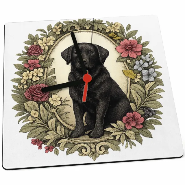 Mr Cadeautjes Klok 19 x 19 - design Een kat als rustige hoofdfiguur in een decoratief kader van | cadeau Wit