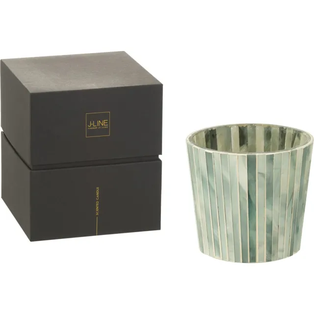 J-Line geurkaars Noa - Seaside Bliss - glas - lichtblauw - small - 45U