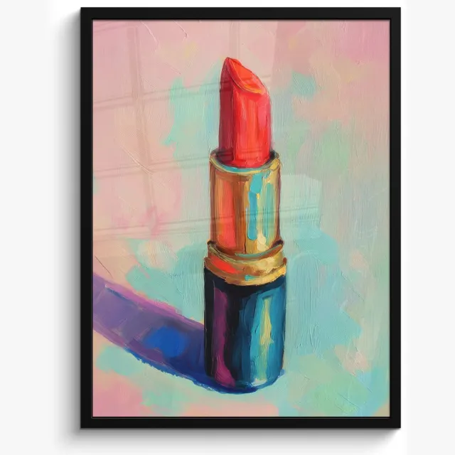FrameYourWall Poster in lijst - Fotolijst 60x80 cm - Posters - Lippenstift - Rood - Penseelstreken - Posterlijst zwart - Decoratie - Wanddecoratie woonkamer - Muurdecoratie slaapkamer