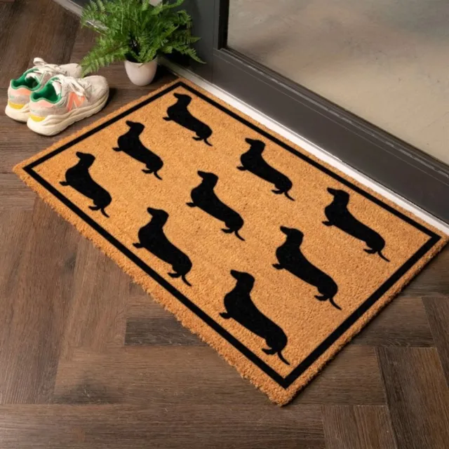 Artsy Doormats Teckel Deurmat XL - Extra Groot - Kokosmat 90x60 cm Kokos, zwart