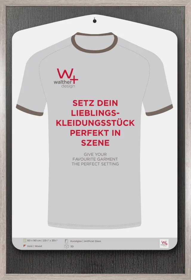 Walther Stockholm - 3D MDF Houten lijst - Fotoformaat 60x90 cm - Kunstglas - Grijs