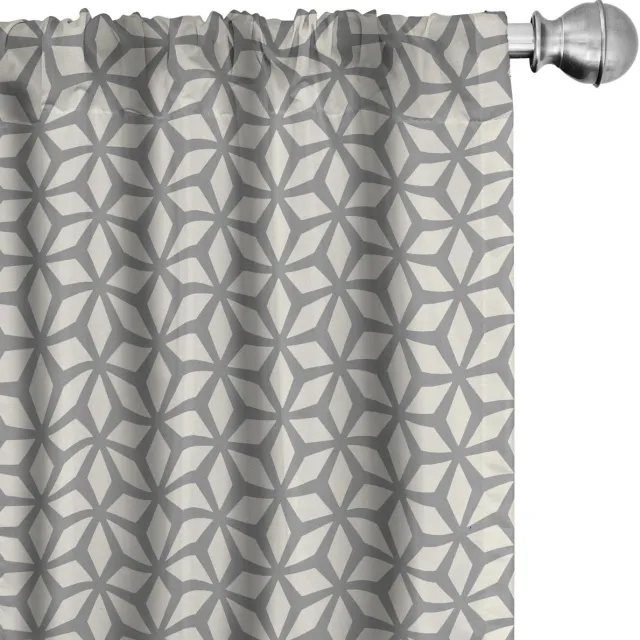 ABAKUHAUS Geometrische Gordijnen – Rhombus Ster – 2x150x225 cm – ivoor/grijs Elfenbein