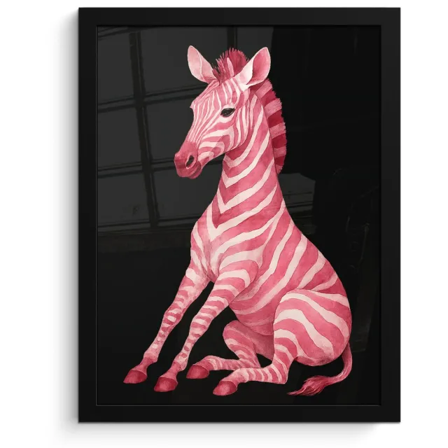 FrameYourWall Poster in lijst - Fotolijst 30x40 cm - Posters - Zebra - Roze - Gestreept - Posterlijst zwart - Decoratie - Wanddecoratie woonkamer - Muurdecoratie slaapkamer