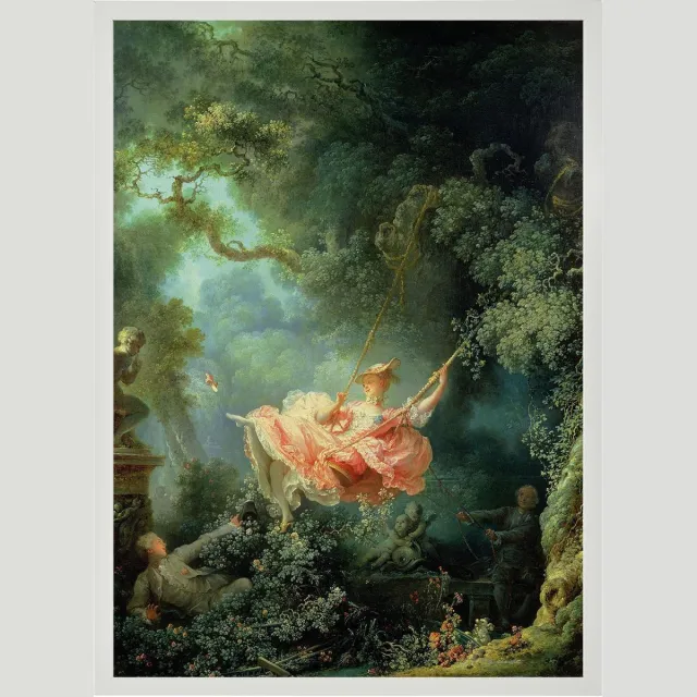 Esque Poster In Witte Lijst - De Schommel - Jean-Honoré Fragonard - Large 70x50 - Kunst - Rococo