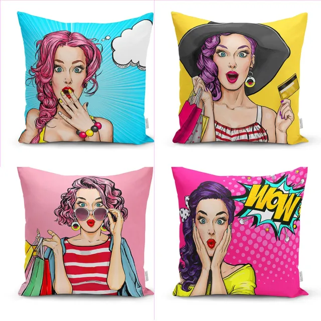 Zethome Kussenhoes Vierkant - 4 Stuks - Dubbelzijdig bedrukt - Kussenhoezen Set - Soft Touch - Geen personage - 43x43 cm veelkleurig
