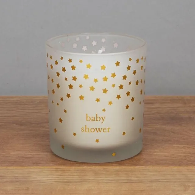 Bambino babyshower geur kaars 150 gr wit, goud