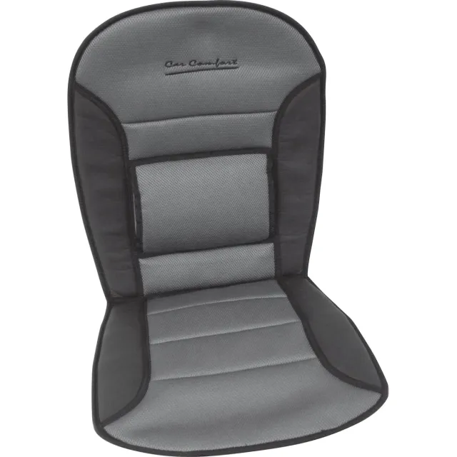 Carpoint Stoelkussen Comfort 90x45 cm – Lendesteun – Zwart/Grijs – Antislip Bevestiging – Airbag Geschikt – Extra Zitcomfort