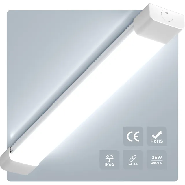 anten LED Feuchtraum Armatuur - LED Batten 120 cm 36W 4000lm 6000K - Koud Wit - IP65 Waterdichte - LED TL Armatuur - Koppelbaar met Stekker - Garage & Kelder - Witplaats, schuur en als onderbouwverlichting Koel wit