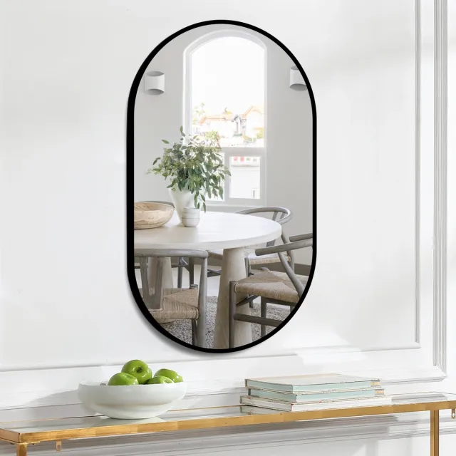 MODFU Badkamerspiegel - Horizontaal Of Verticaal Op Te Hangen - Veiligheidsglas - Glas En Metaal - Zilver - 50 X 80 Cm