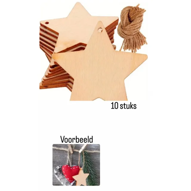 Akyol kerstversiering - kerstster - Houten sterren - hout - versiering - sterren - 10 stuks - feestdagen - decoratie - kerstversiering - kerst decoratie - tafel decoratie kerst - kerst bruin
