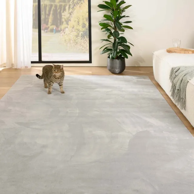 Tapeso Zacht vloerkleed - Plush zilver 140x200