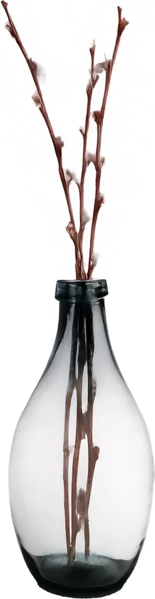 Hakbijl Glass Bloemenvaas Luna Elegance - transparant helder glas - D19 x H37 cm - sierlijk flessenhals model - mondgeblazen