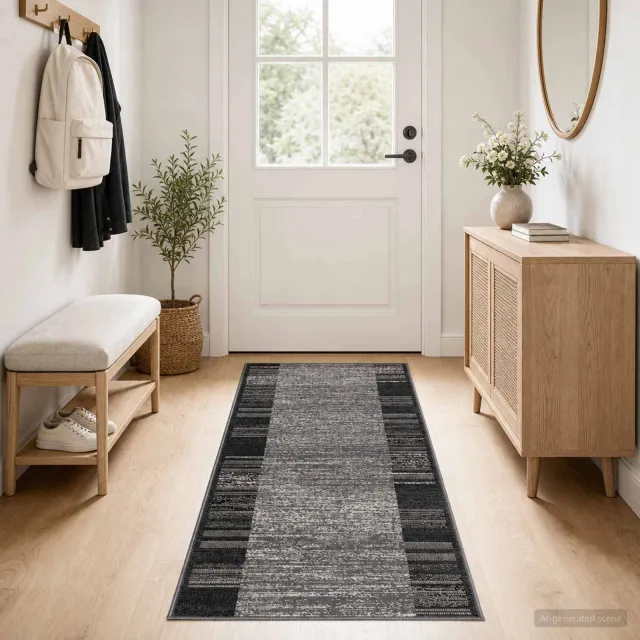 vidaXL Tapijtloper FLORNES Geweven Grijs Strepen 67 x 200 cm PP 7 mm, foto 2