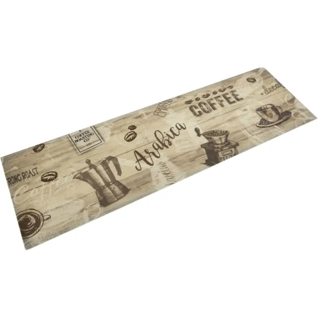 vidaXL Keukenmat wasbaar koffieprint 45x150 cm fluweel bruin