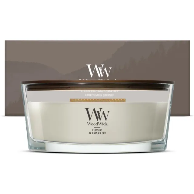 Woodwick Deluxe Cadeauset Ellipse Geurkaars - 50 branduren Bruin