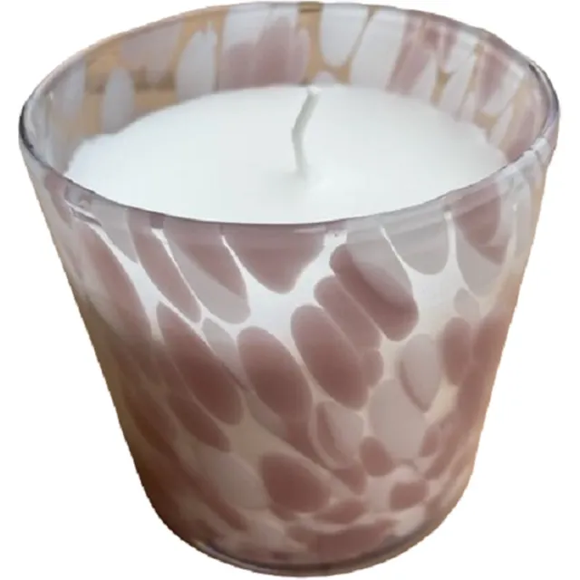 H&S Decoration kaars - kaars in glas - decoratie woonkamer - woonaccessoires - per 2 stuks roze/wit/taupe
