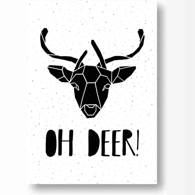 MOODZ design Kerst poster A4 | Zwart-wit | Oh deer | Kerstmis | MOODZ design