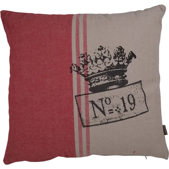 Linen & More Kussen Crown Middle Stripe Rood | 45 X 45 | Sierkussen Voor Woonkamer Of Slaapkamer