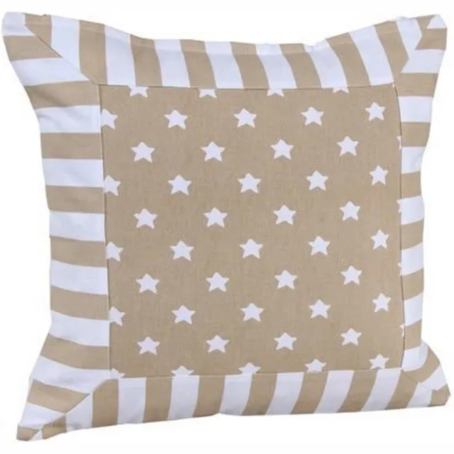 Homescapes Sterkussenhoes in beige met gestreepte rand, 60 x 60 cm