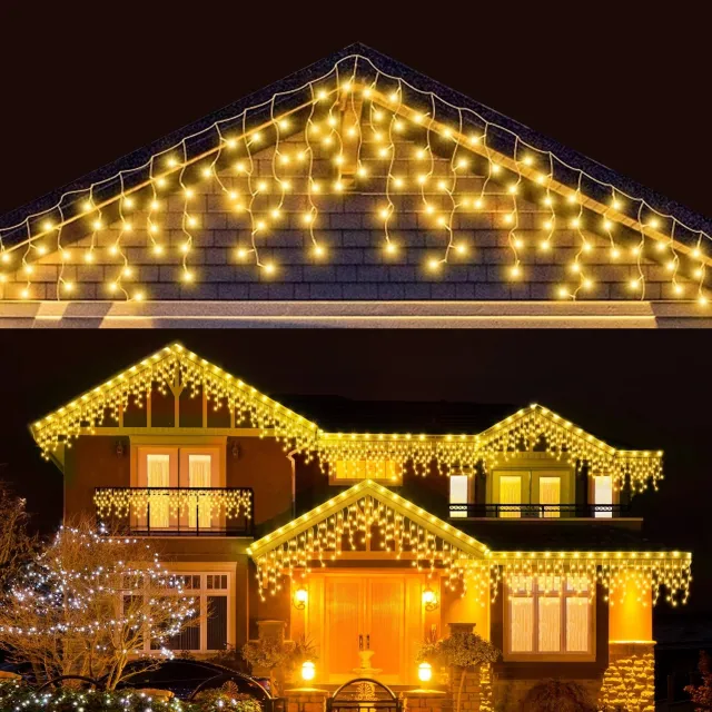 Lilac & Lily 17M Lichtsnoer - LED Kerstverlichting Met Timer - Waterval / IJspegels - 8 Standen - 480 Lampjes - Buitenverlichting