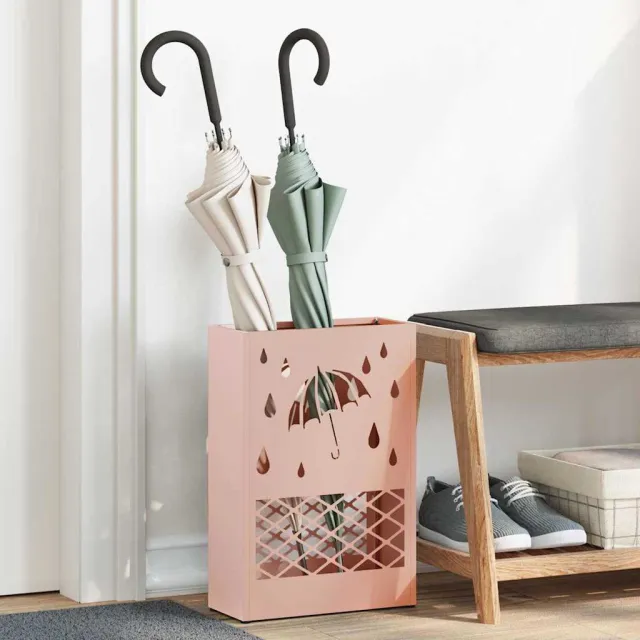 vidaXL Regen paraplu standaard Roze 28 x 12 x 41 cm Staal
