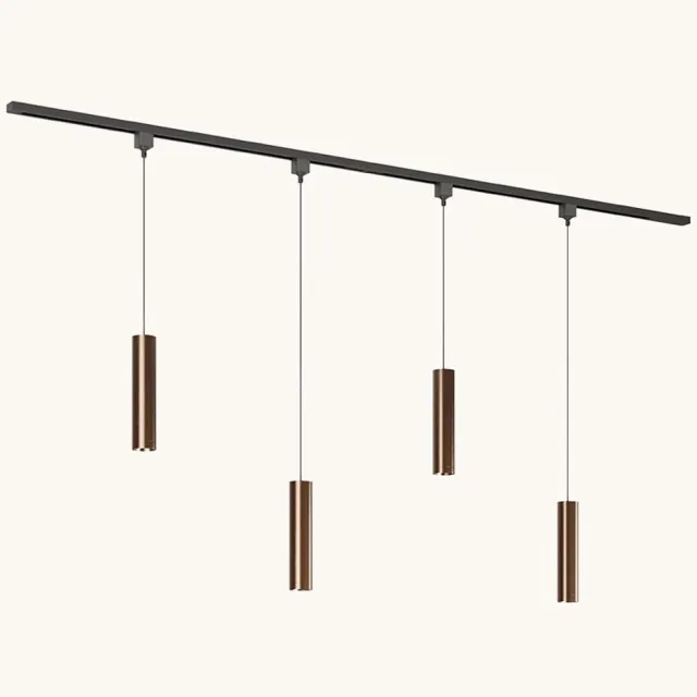 LUSENZ Railverlichting Pakket - Recht - 2x 1 m rail - 4 hanglampen - Incl. 2700K GU10 - IP20 - Modulair - 230V - Belano(M) - Brons Zwart / Brons