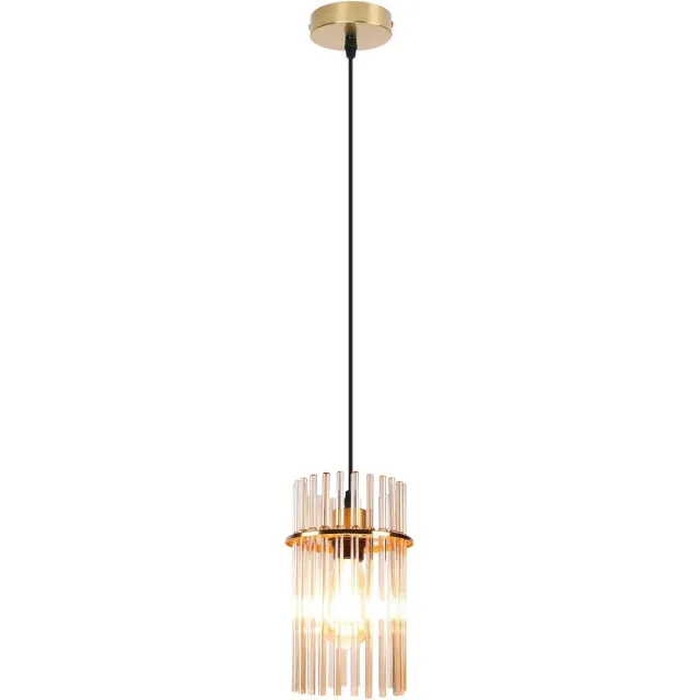 Glitzerlife Hanglampen - modern luxe design - 1xE27 pendellamp - glazen hanglamp - Ø10cm - goud - hanglampen eetkamer woonkamer Goudkleurig 2