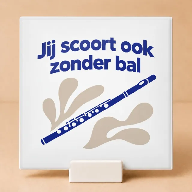 Bedruk King Artistieke Sportquizkampioen Tegel – Originele Papieren Knipvorm Inspiratie voor Sportliefhebbers - 15 x 15 cm met houder Wit