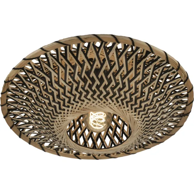 Lumidora Plafondlamp 74747 - Plafonniere - JOAH - E27 - Zwart - Naturel - Rotan - ⌀ 40 cm