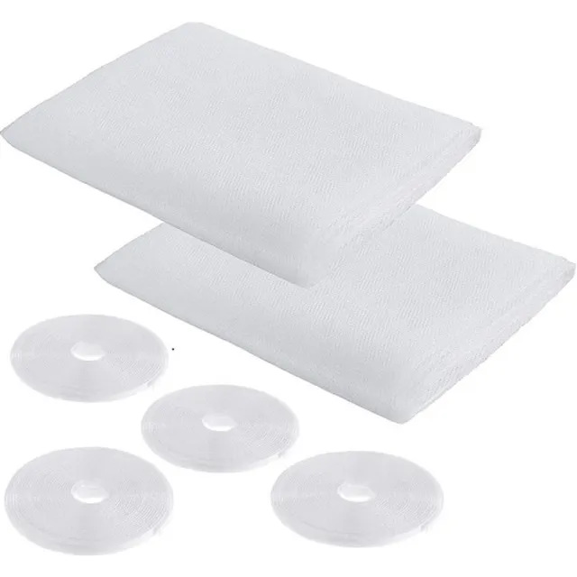 Elpatron.nl Hor gaas insecten gaas 2 stuks inclusief klittenband 1,3 x 1,5 meter - direct leverbaar - muggen - vliegen - insecten - doek - gaas - screen - vliegengaas - hor wit