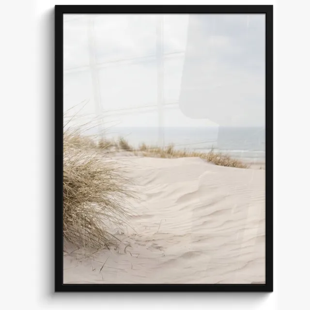 FrameYourWall Poster in lijst - Fotolijst 50x70 cm - Posters - Wolken - Duinlandschap - Zand - Posterlijst zwart - Decoratie - Wanddecoratie woonkamer - Muurdecoratie slaapkamer