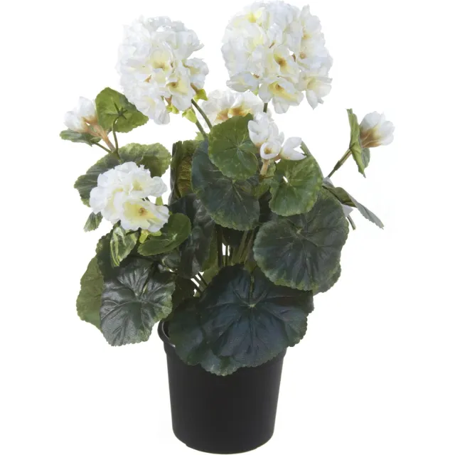 Louis Maes Kunstplant - Geranium - wit - in pot - H33 cm - Pelargonium Graveolens - Woondecoratie