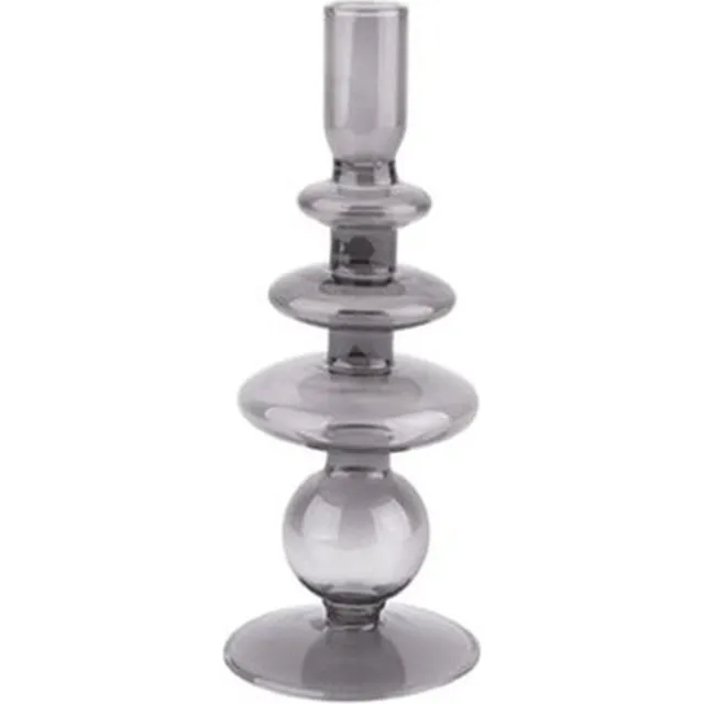 PT` 2x Present Time Candle Holder Glass Art Rings Large Black zwart