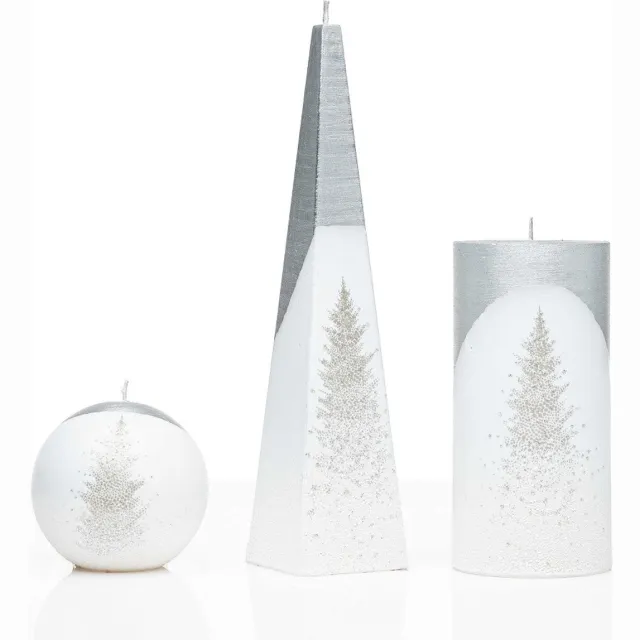 Jakelis Kaarsen - Set - Handgeschilderd - zilveren kerstboom - kerst - kaars - kerstverlichting Zilverkleurig