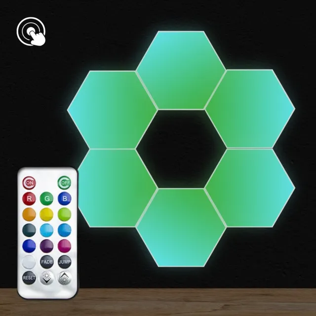 HappyLEDS Hexagon LED Lights Touch - Wandlamp Binnen – RGB Lamp - Gaming Accesoires – Hexagon LED Panelen - 6 Stuks 6 pack - Touch