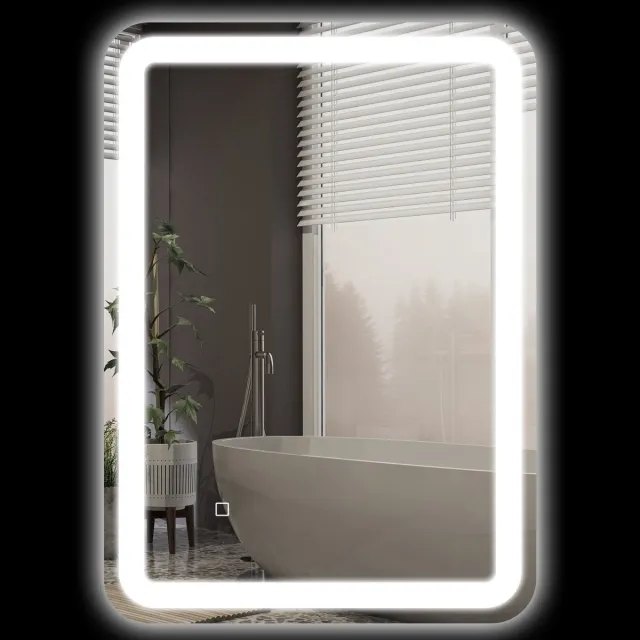 REDOM Badkamerspiegel - Led-Verlichting En Anti-Condens - Voor Badkamer - Gehard Glas - Zilver - 50 X 70 Cm