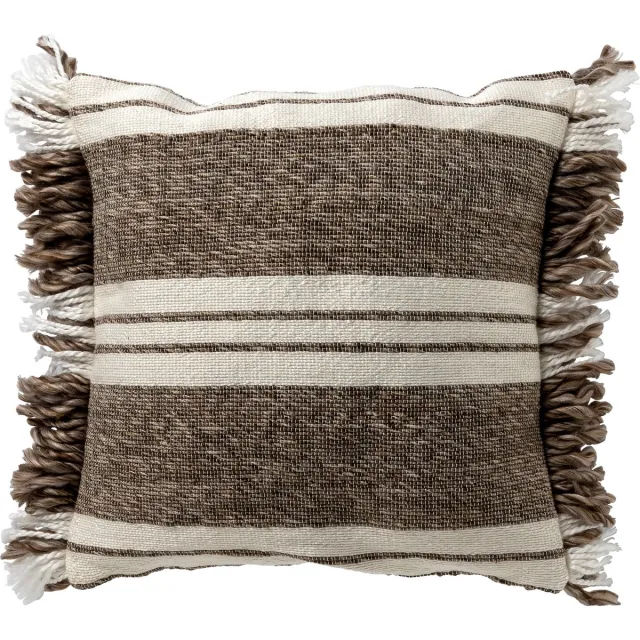 Dutch Decor EDGAR - sierkussen 45x45 cm - streepdessin - gerecycled - Driftwood - taupe, wit - Inclusief binnenkussen - Luxe kussens voor woonkamer & bank