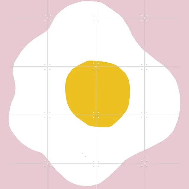 IXXI Spiegelei, Mella Mella - 80 x 100 cm - Grote wanddecoratie en posters - Illustraties, Minimalisme, Grafisch Ontwerp, Speels, Woonkamer, Keuken Roze / Wit