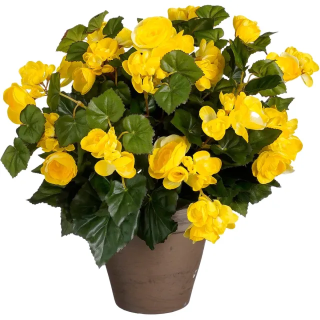 Mica Decorations Kunstplant - begonia - geel - in pot - 37 cm - nepplanten